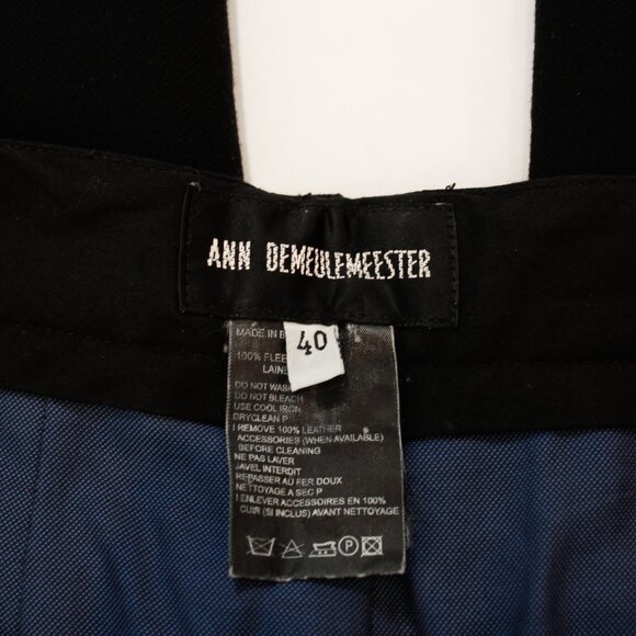 Grail Y2K Runway Item! Ann Demeulemeester Black Wool Pants w Calf Buckle Detail - Picture 5 of 9